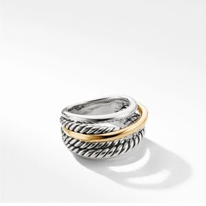DAVID YURMAN Crossover ring in Serling silver w/ 14k yellow gold